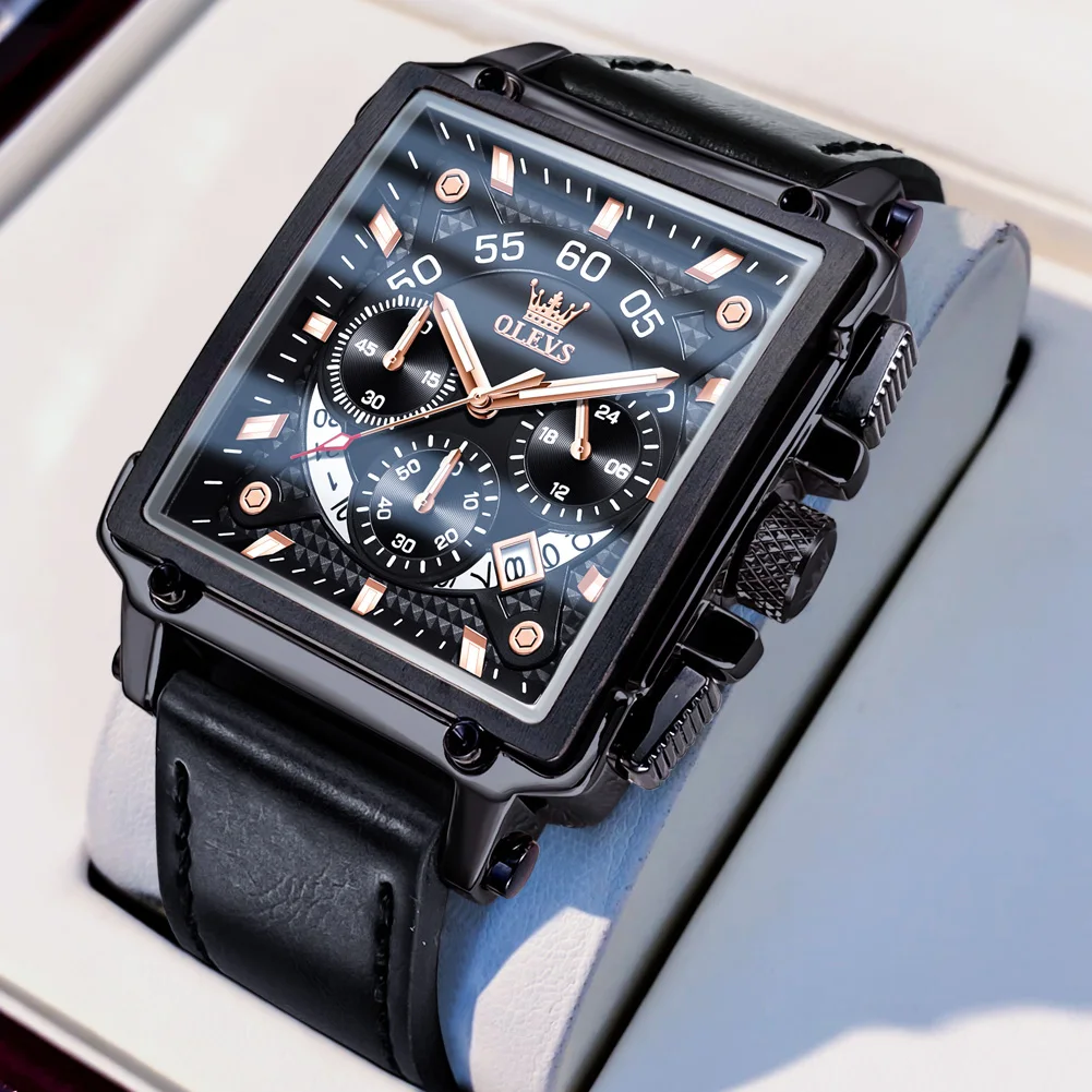 Men's Luxury Quartz Watch, Waterproof Leather Strap