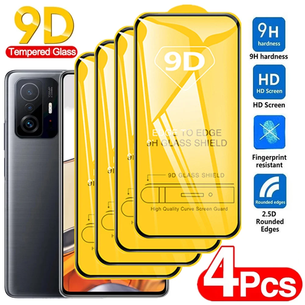 1-4PCS 9D Full Cover Tempered Glass For Xiaomi Redmi Note 13 Pro 12 11 10 9 8 7 9s 10s 11s 12s 12R 10T 8T 6 5 4 Screen Protector