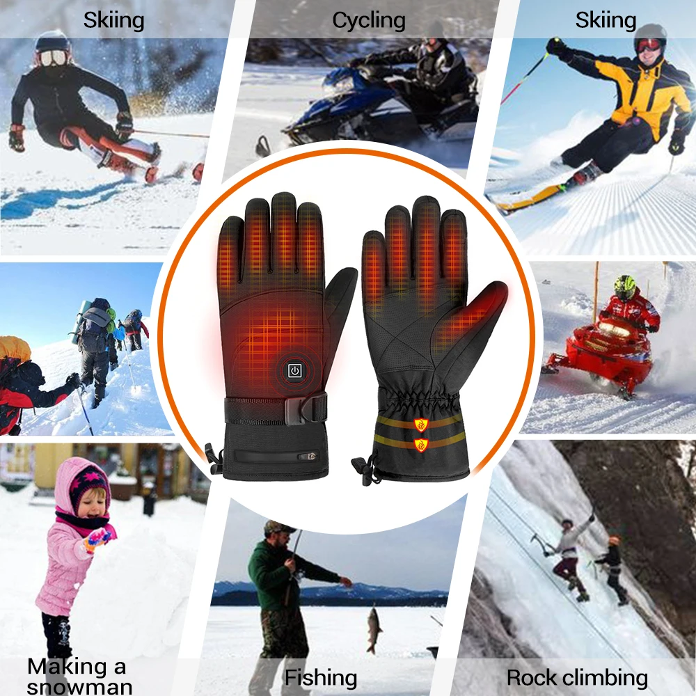 Men's And Women's Winter Motorcycle Heating Gloves, Windproof Riding Gloves, Electric Heating Waterproof Warm Gloves