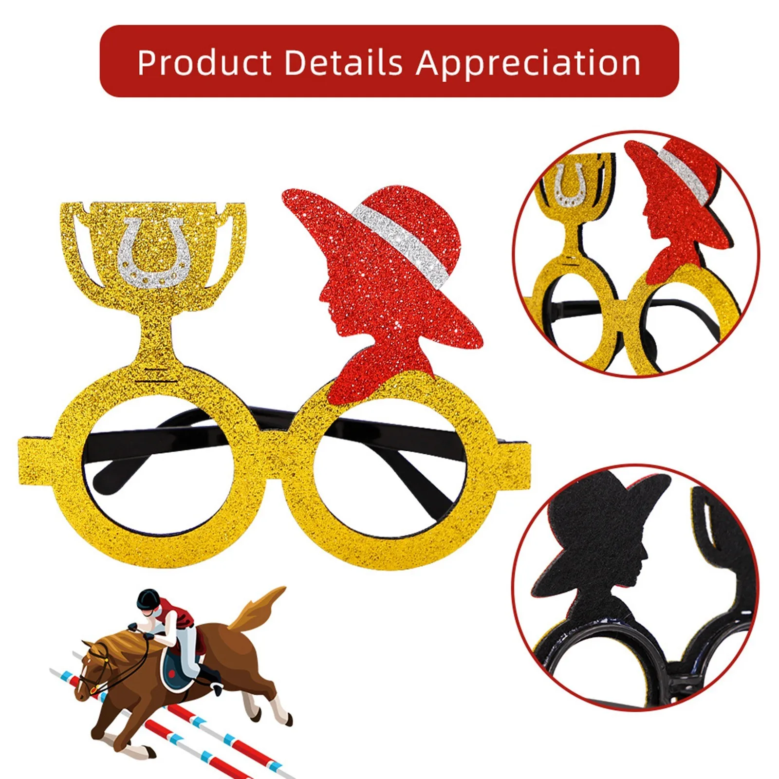 Horse Racing Festival Glasses Festival Party Dressup Photo Props Horse Riding Style Glasses Party Decoration