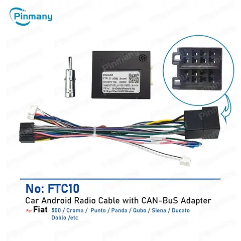 Car Android Radio Cable Power Wiring Harness connector CAN Bus Adapter for Fiat 500 Croma Punto Panda Qubo Siena Ducato Doblo
