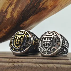 Cross Shield Ring  316L Stainelss Steel Jewelry Biker Punk Golden Plated Ring