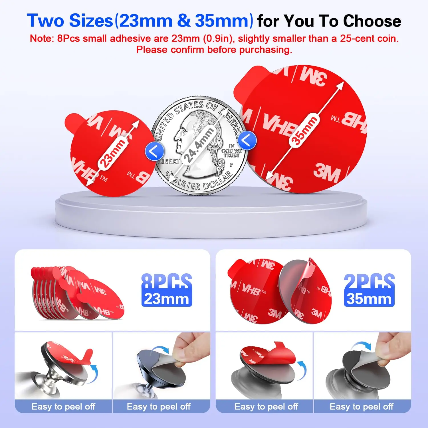 VHB Sticky Pads for Socket Mount | Magnetic Phone Holder Adhesive | Double Sided Tape for Grip & Stand