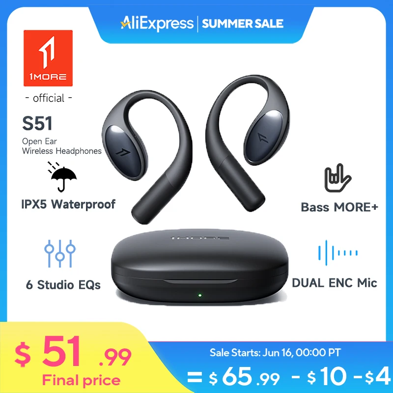 

1 БОЛЬШЕ S51 Наушники с открытым ухом Наушники Беспроводная связь Bluetooth Бесплатная доставка Товары электроника Водонепроницаемые наушники со вспышкой, гарнитура
