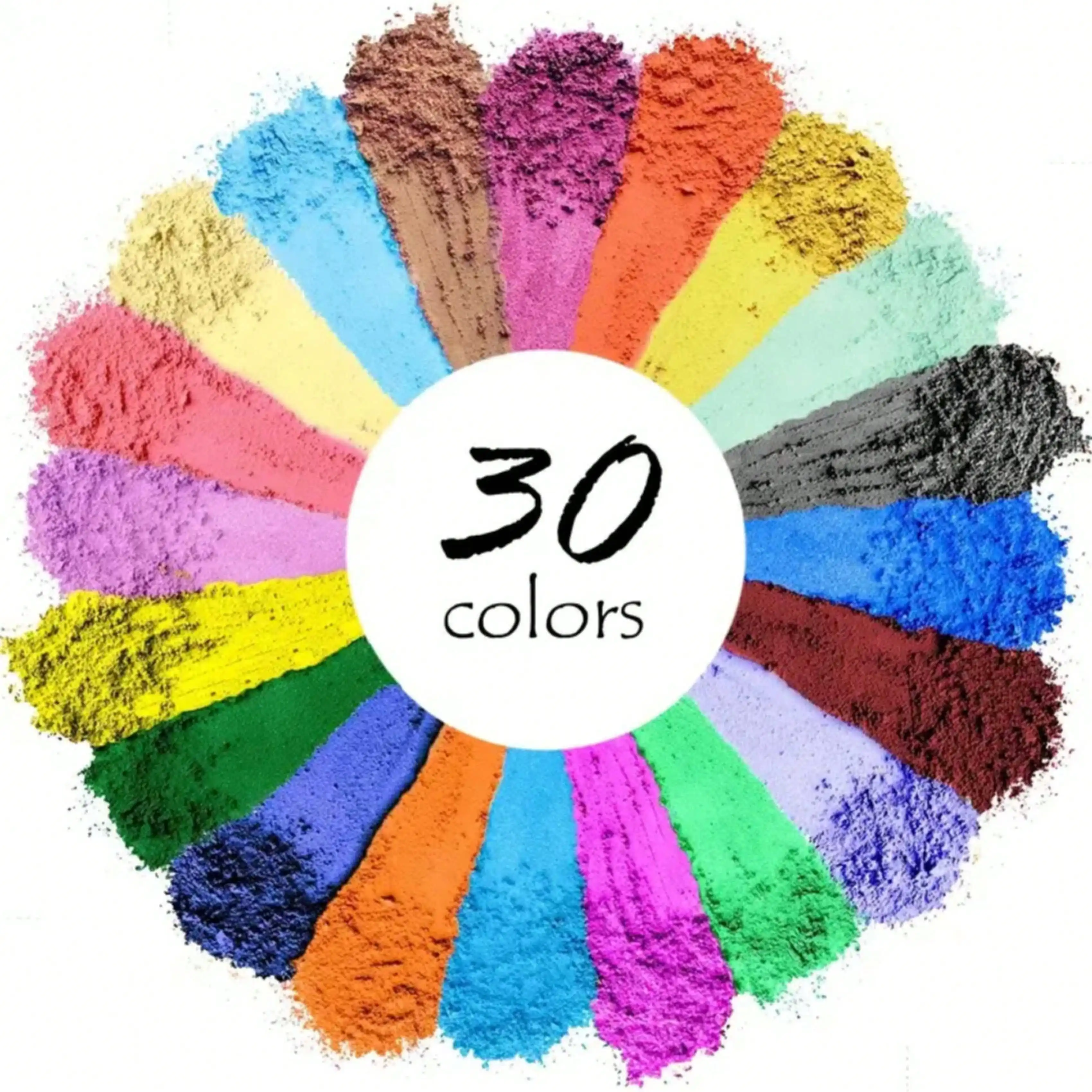30-Color Mica Powder Pigment Set - Vibrant, Non-Repeating Shades, Suitable for Epoxy Resin, Bath Bombs, Candles, Soap Making, and Slime Crafts