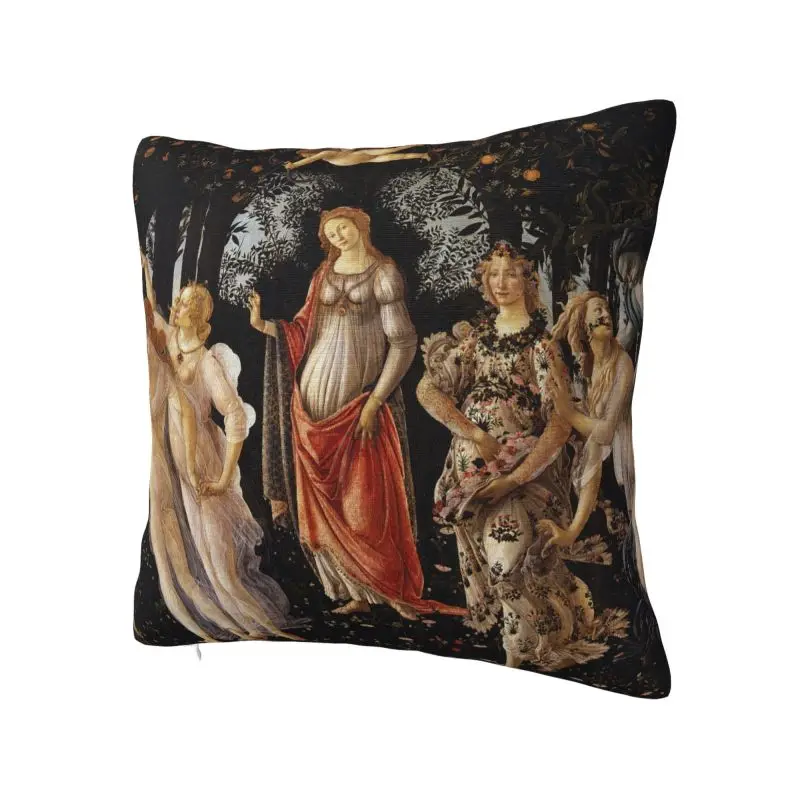 Sandro Botticelli Primavera Throw Pillow Case for Living Room Famous Painting Luxury Cushion Cover Square Pillowcase