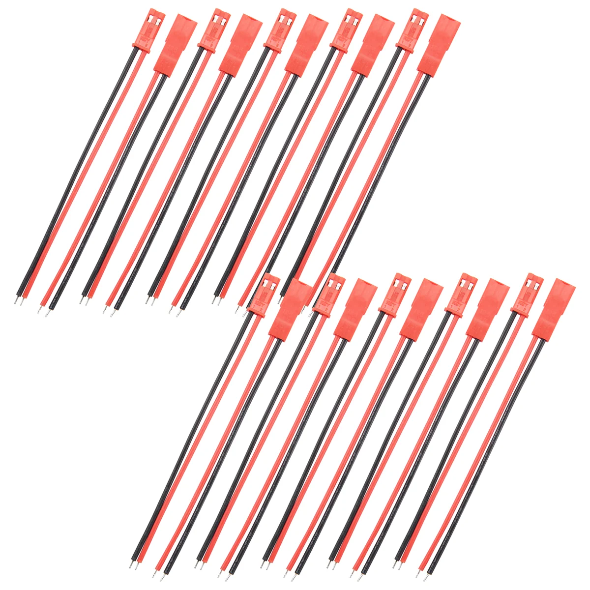 Supernew 10 Pairs 2 Pin JST Plug Socket Connector M to F 110mm Cable Wire Red Black