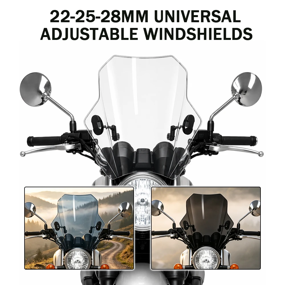 22-28MM Universal Adjustable Motorcycle Windshields, Spoilers, and Wind Deflectors For BMW Honda Yamaha Kawasaki Suzuki CFMOTO