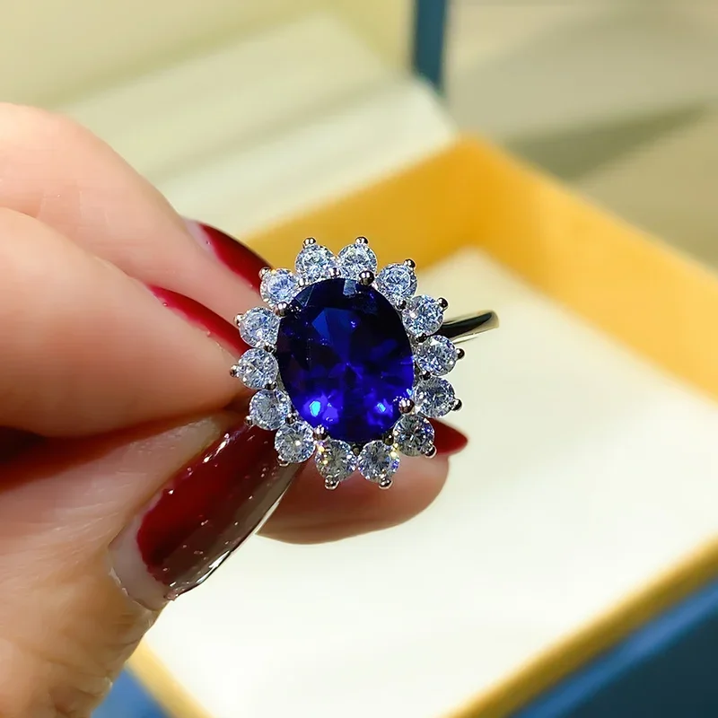 Fashion Daifei Style Red Treasure Ring 925 Sterling Silver Colored Treasure Pigeon Egg Red Corundum Wedding Jewelry Wholesale