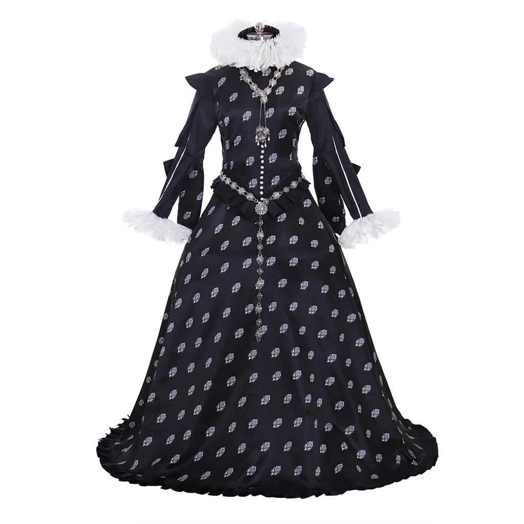 Custom Made Queen Elizabeth Tudor Renaissance Dress Gown Medieval Tudor Elizabeth Black Ruffle Dress Custom Made