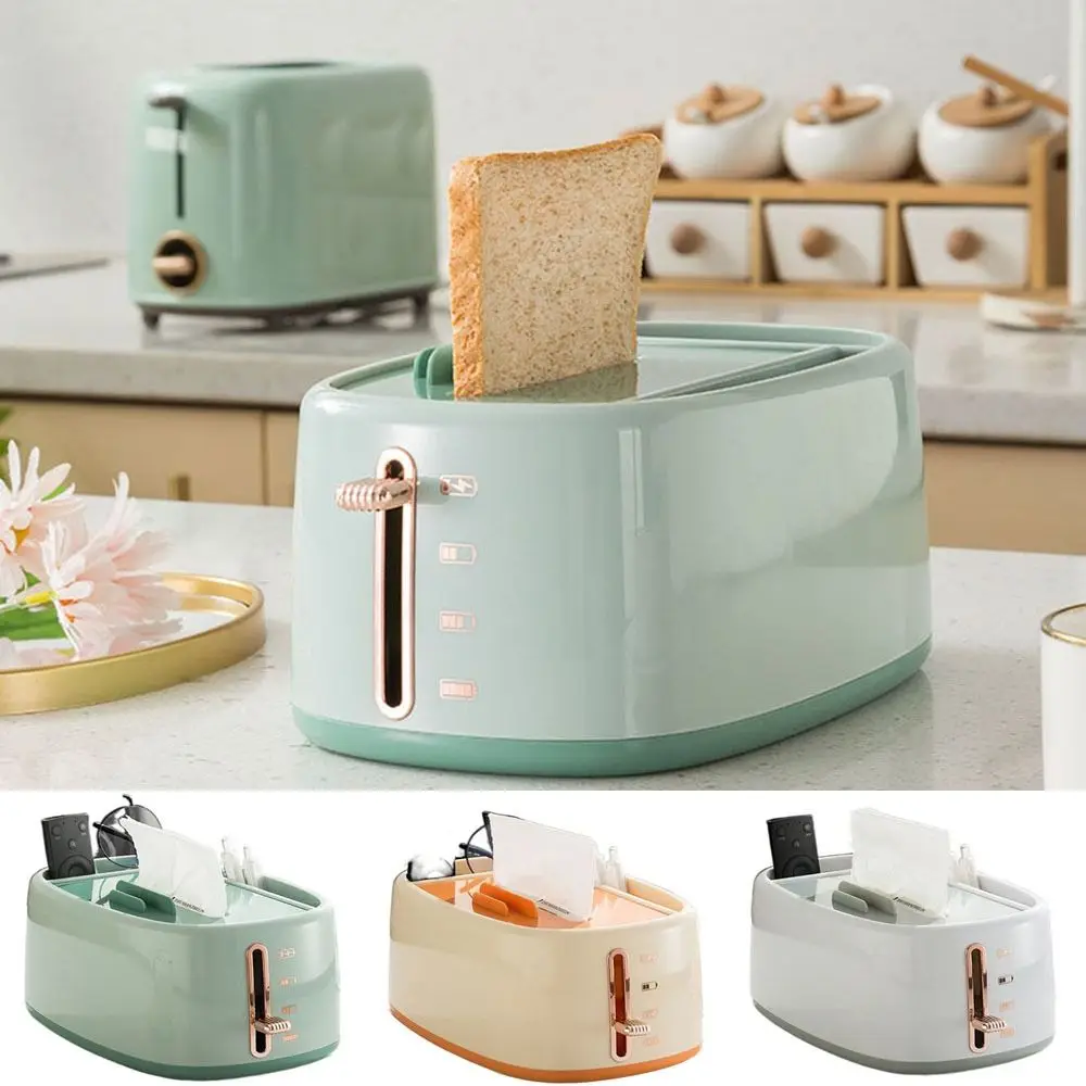 

Multi-grid Bread Machine Shape Tissue Box Large Capacity Plastic Napkin Holder with spring Remote Control Storage Box Kitchen