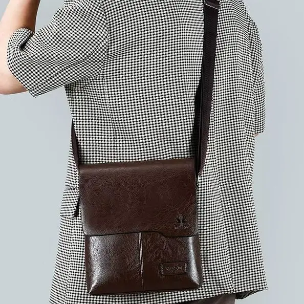 

Vintage Solid Color Messenger Bags Men Leather Shoulder Bag Male Handbag Brown Black Side Bag Business Crossbody Bag For Men