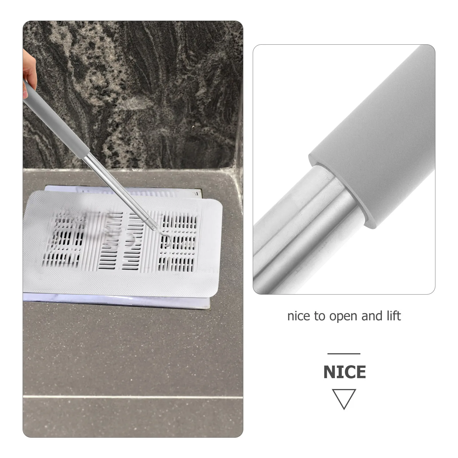 

Squat Toilet Cover Lid Lifter Multi Functional Design ABS Stainless Steel Ergonomic Bathroom Accessory Squatting Pan