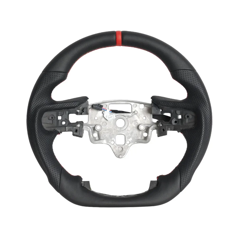 Heated Full Leather Steering Wheel Fit For GMC Sierra 1500 2500 3500 2020-2021 With Paddle Holes Flat Bottom Car Accessories