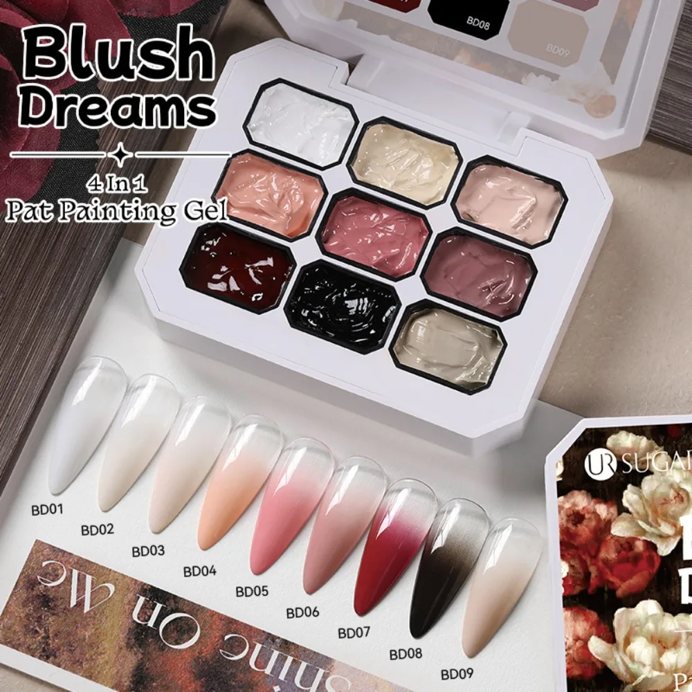 

9-цветный 4IN1 Pat Ombre гель-лак для ногтей, лаки высокой насыщенности, градиентная живопись, гель, французский маникюр, нежный