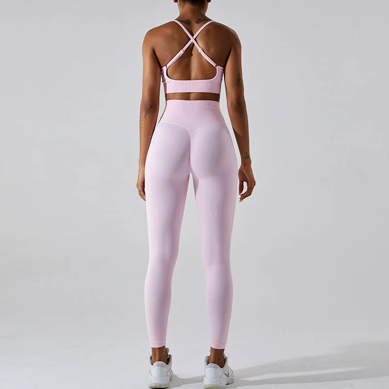 Women's Tracksuit Seamless Fitness Suit 2PCS Yoga Set Sportswear Workout Sports Bra High Waist Leggings Gym Clothing Sports Suit