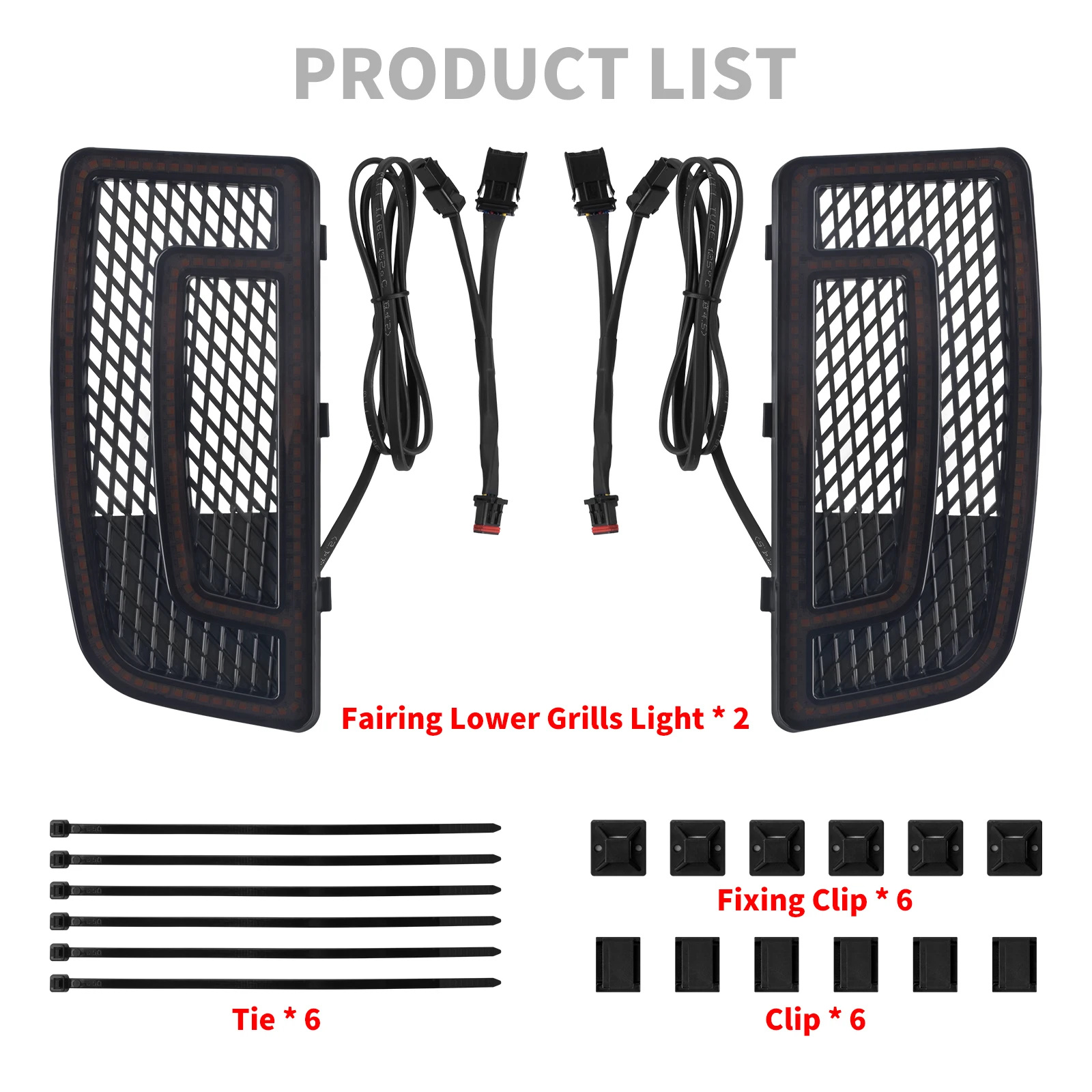 Motorcycle LED Turn Signal Fairing Lower Grills Light Running Lamp For Harley Touring Road King Electra Street Glide 2014-2023