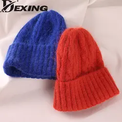 2022 Fabbit Fur Soft Beanies Warm Fluffy Winter Hat for Women Angora Knitted Hat Skullies Beanies Bonnet Woman