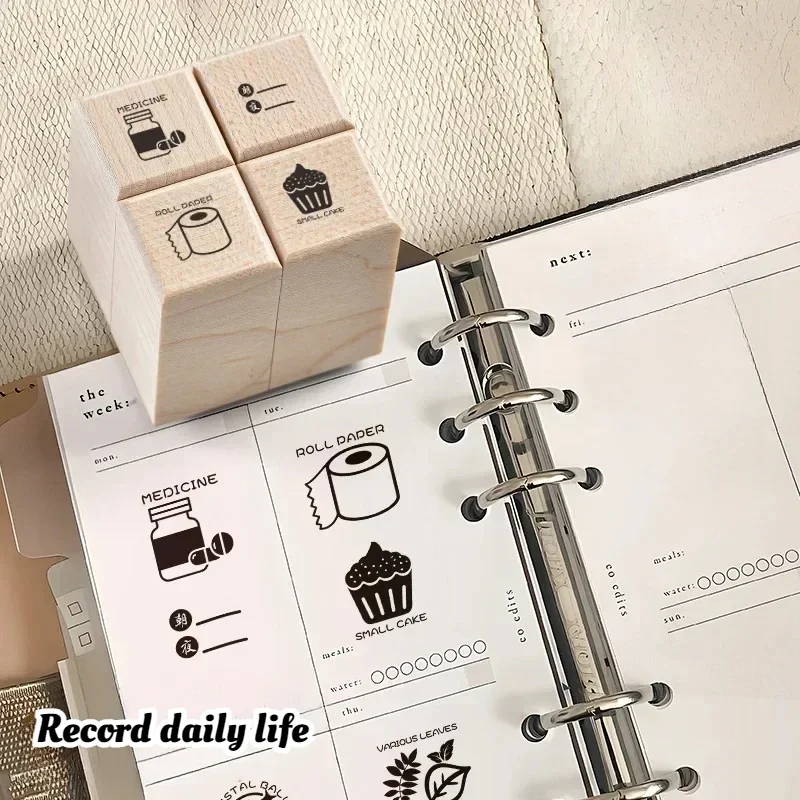 1Pc Leuke Cartoon Mini Patroon Houten Stempels Vrouwen Periode Dagelijks Leven Serie Kalender Planner Stempel Scrapbook Journal Boek zegel