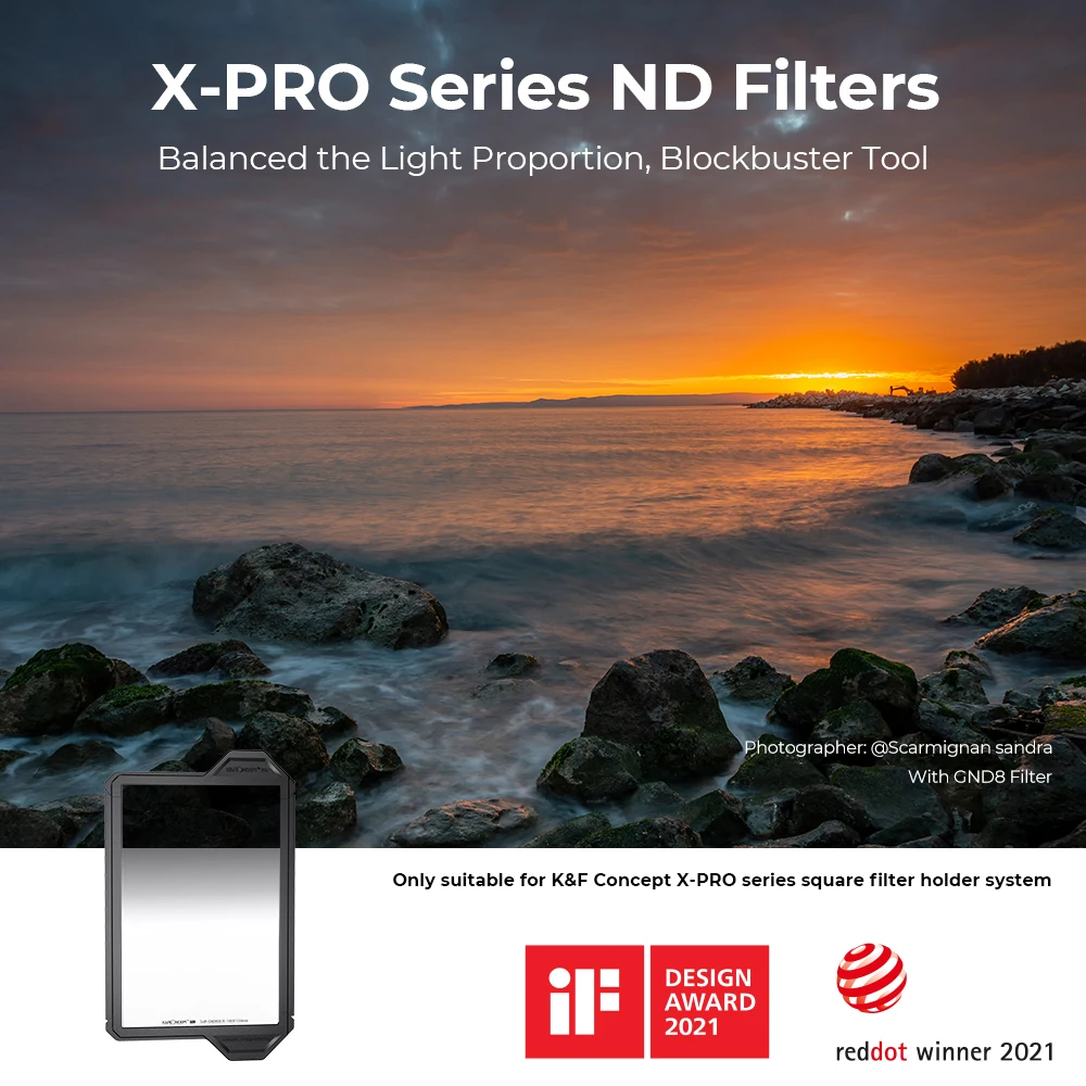 K&F Concept X-Pro Reverse GND8 (3 Stop) Filter 28 Layer Coatings Hard Graduated Neutral Density Filter for Camera Lens