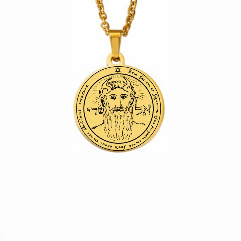 King Solomon Seal Talisman Amulet Jewelry Prosperity Manifest Love Pentacles Coin Medallion Stainless Steel Pendant Necklace