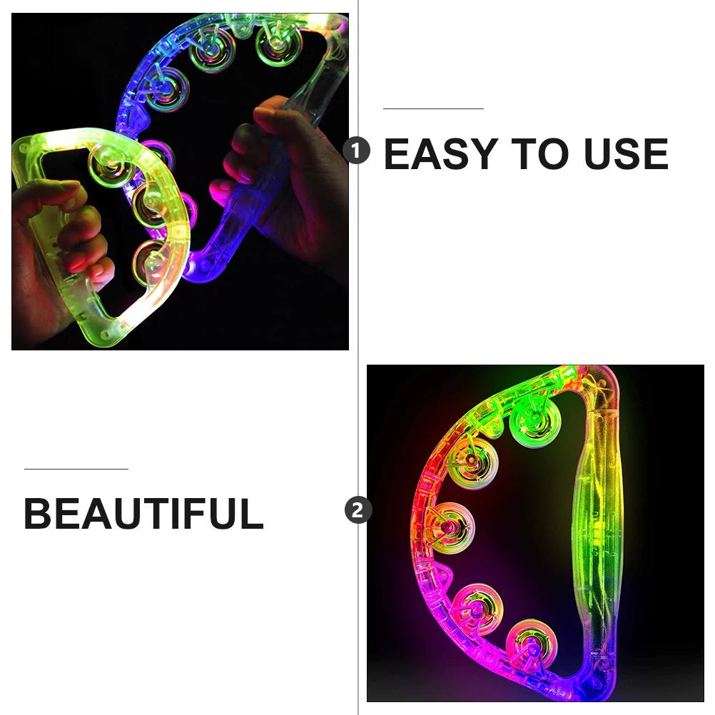 

2pcs Glowing Rattle Props LED Handheld Tambourines Kids Toys Party Favor Colorful Lights Plastic Safe Environmental Festive