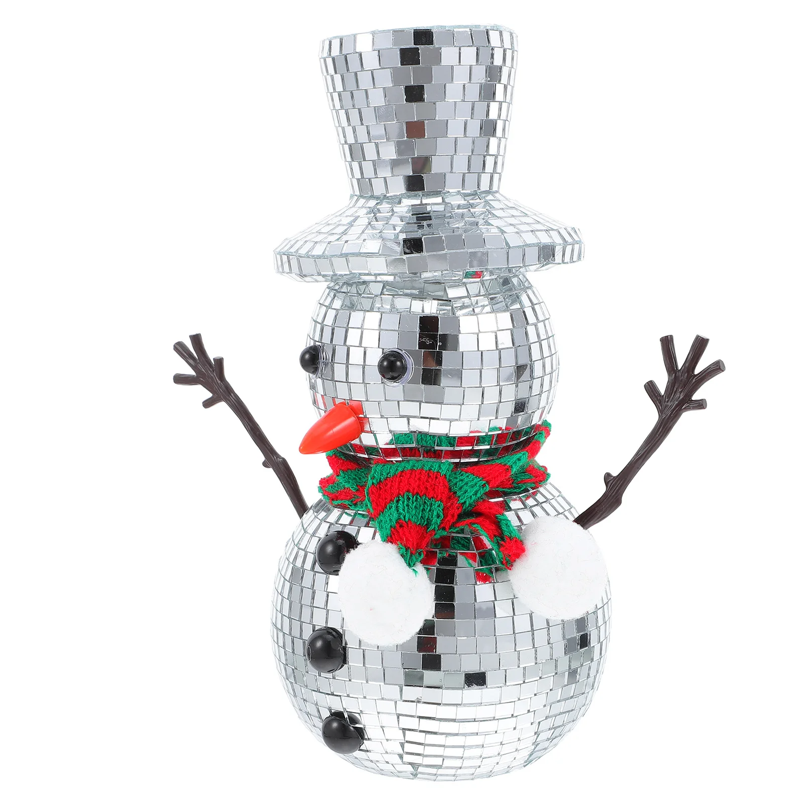 

Christmas Snowman Mirror Ball Dazzling Reflective Surface Winter Home Decor for Holiday Celebrations Indoor Shelf Table