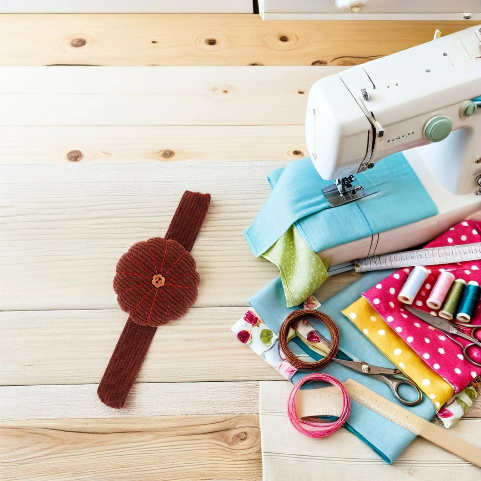 

Wrist Pin Cushion Adjustable Elastic Strap Corduroy Fabric Needle Storage Pillow For Sewing Quilting Embroidery Diy Tool