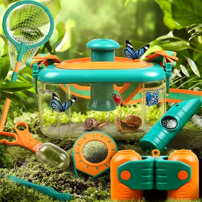 Insect Observation Box Bug Capture Cage Magnifying Glass Capsule Clip Kid Camping Exploration Kit Outdoor Science Nature Toy