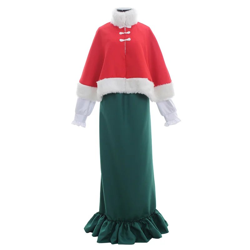 

Medieval Victorian Vintage Red Green Top Dress Hat Cosplay Costume Adult Halloween Carnival Outfits