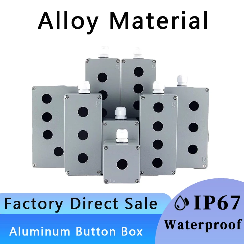 

IP67 Waterproof Cast Aluminium Explosion-proof Button Industrial Switch Box Electric Power Control Junction Box Open Hole 22mm