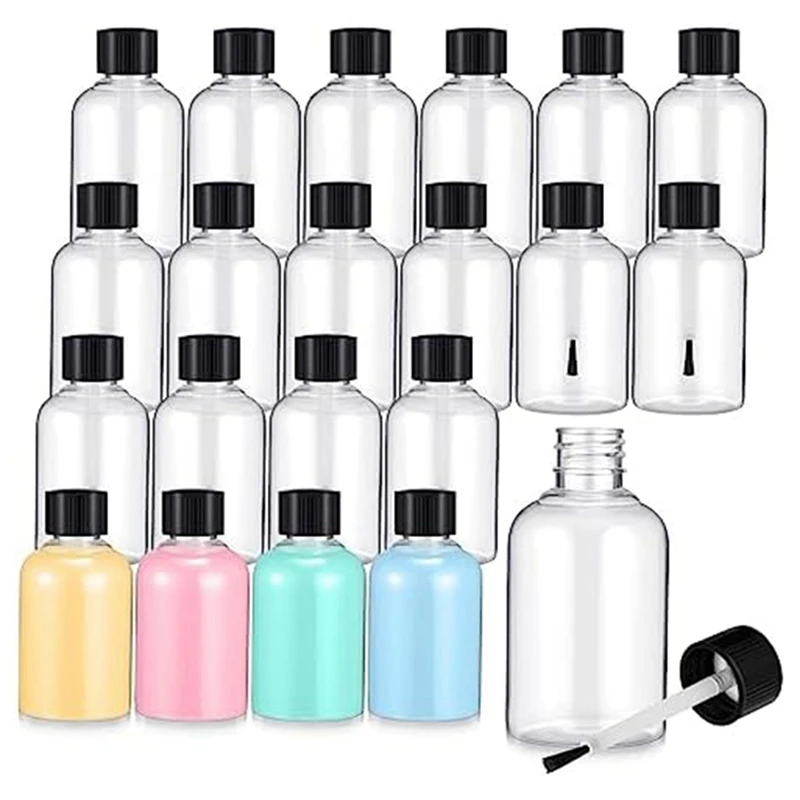 24 Pcs Plastic Empty Glue Bottles 1.7 Oz Art Empty Paint Bottles With Brushes Glue Toddlers Kids Art Crafts Supplies