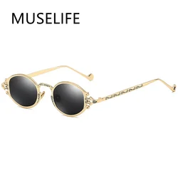 MUSELIFE – lunettes de soleil gothiques Steampunk Pop ovales sculptées pour femmes et hommes, de marque de styliste, rétro, monture mate, UV400