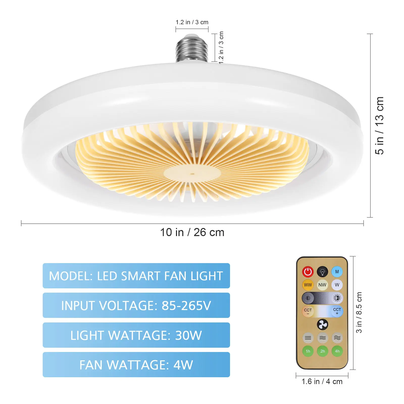 2-in-1 LED Ceiling Fan with Light Remote Controlled Dimmable Fan Lamp Adjustable Brightness Timing Sleep Room