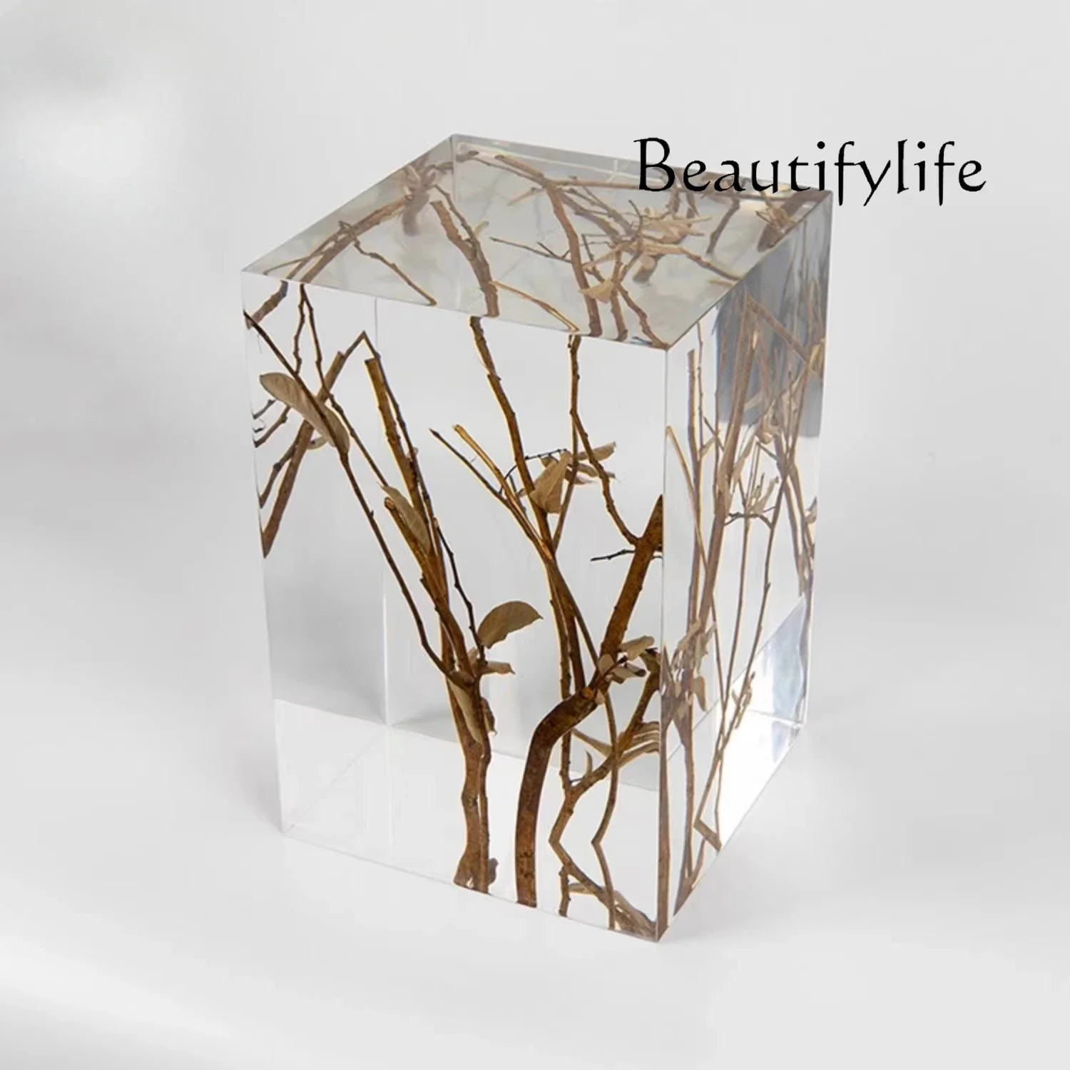 

Acrylic crystal resin branch stool transparent high-end handicraft soft decoration ornament