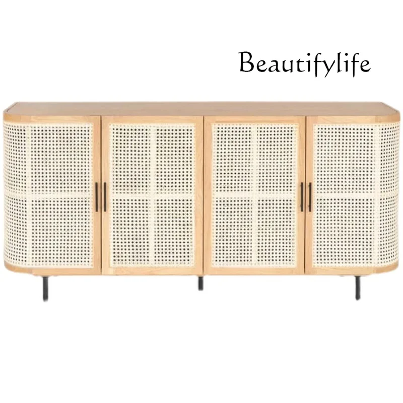 

Solid Wood Rattan Sideboard Cabinet Art Locker Small Apartment Simple Storage Nordic Frame Modern