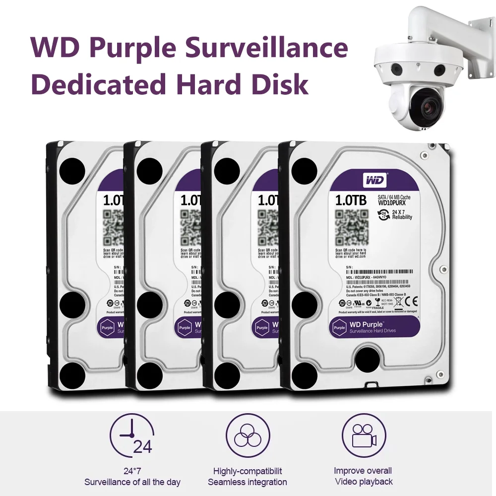 MTStar Hard Drive Disk 64M Cache Purple 500GB 1TB 2TB 4TB 6TB 8TB 10TB Surveillance HDD 6Gb/s SATA 3.5 inch For CCTV DVR NVR