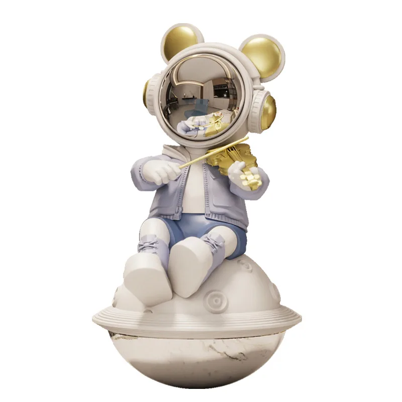 

2Pcs Creative Astronaut Tumbler Figurine Modern Space Music Resin Sculpture Home Living Room Bedroom Table Decor Gift