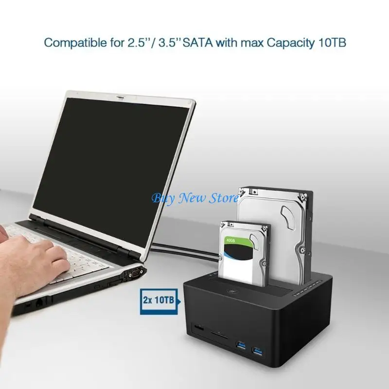 

20CE Double Bay Sata3.0 to USB3.0 Hard Drive Docking Station for 2.5 & 3.5Inch Hard Disks with Offline Clone and Card Reader