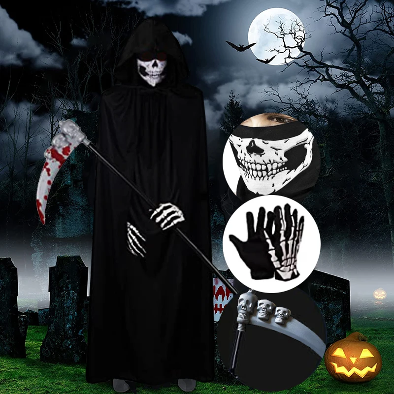 Scary Kids loween Reaper Costume Dru 00% Other Material Autumn 2023 ting Ladies Faion f Skirt