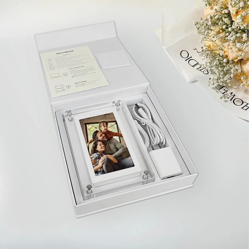 Wholesale 5 Inch Acrylic Picture NFT Video infinite object transparent Digital Photo Frame With Automatic rotation function