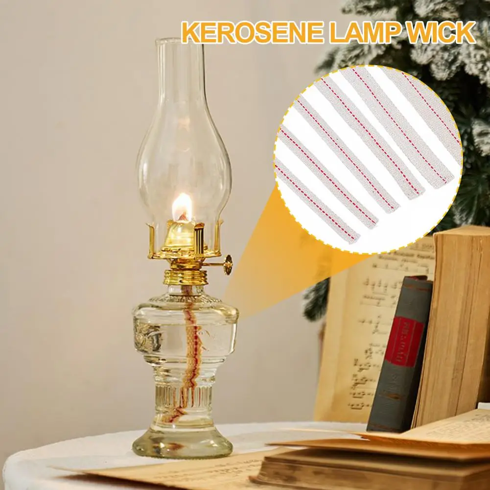 9/12/15mm Lamp Wick Flat Pure Cotton Red Stitch Oil Burner Wick Safe Hurricane Lantern Lamp Wick Pure Cotton Accessories