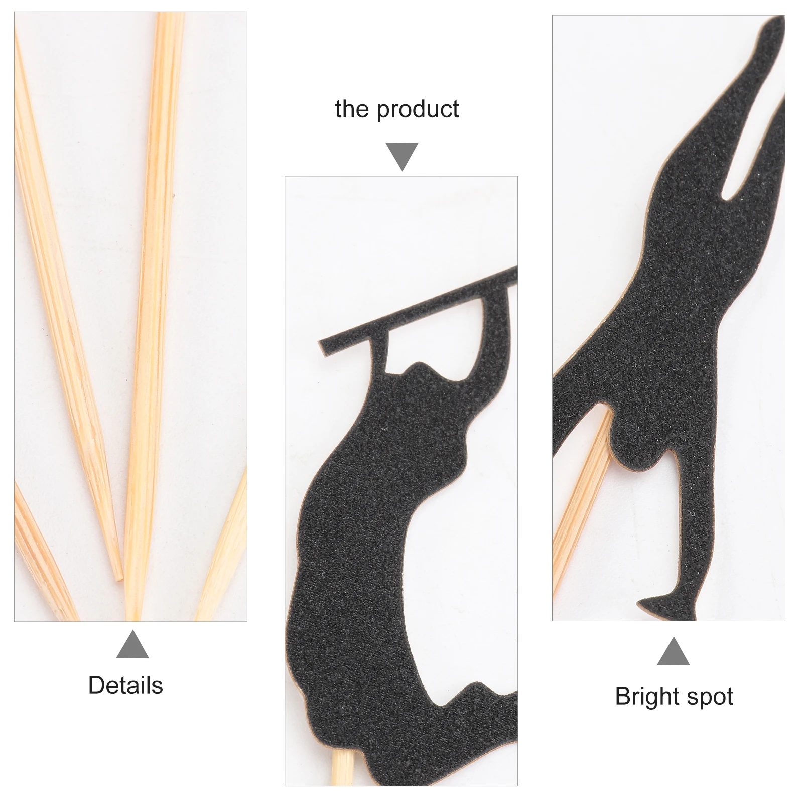 

48pcs Cake Toppers Black Wooden Gym Theme Party Supplies Unique Design Environment Friendly Safe Use Cake Cupcake Decor