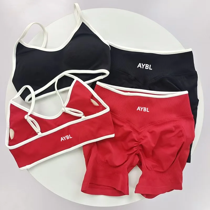 Ensemble De Sport 2 Pièces Pour Femme : Leggings Et Soutien-gorge Sans Couture Scrunch