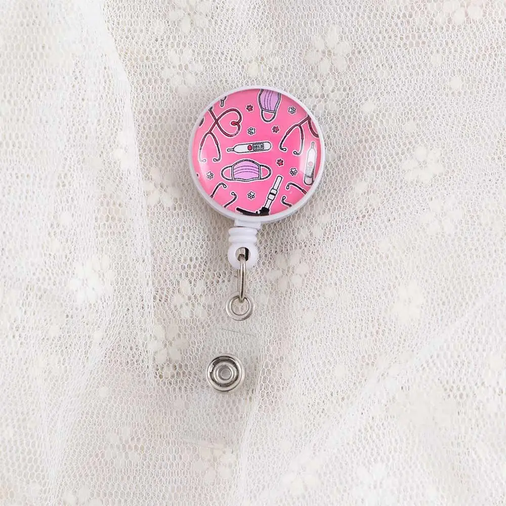 Hospital Cute Reel Clip Cartoon ID Card Nurse Doctor Retractable Badge Reel Name Card Holder Badge Holder