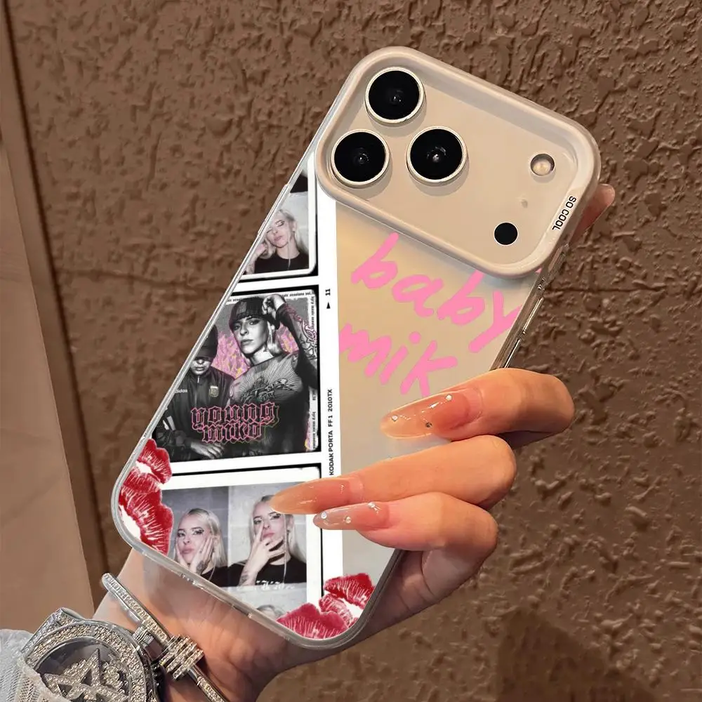 Чехол для телефона Singer Young M-Miko Art для iPhone 17, 16, 15, 14, 13, 12, 11 Pro Max, черный, фиолетовый, матовый, лазерный, металлик, Aurora Funda