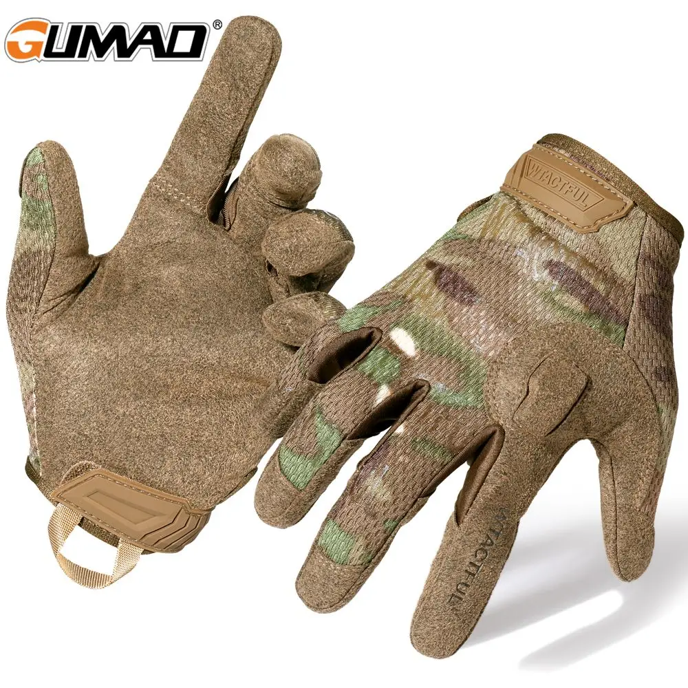 Men Camouflage Tactical Full Finger Gloves Touch Screen Airsoft Sports Riding Hunting Hiking Bicycle Cycling Paintball Mittens