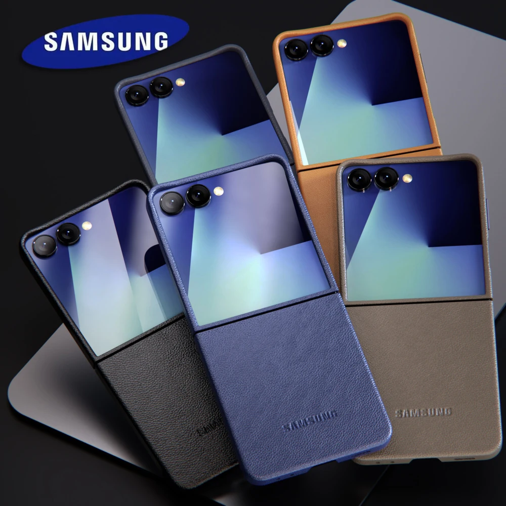 Original Luxus Slim Ledertasche für Samsung Galaxy Z Flip7 ZFlip7 ZFlip7 Textur stoßfeste Schutzhülle für die Rückseite des Telefons