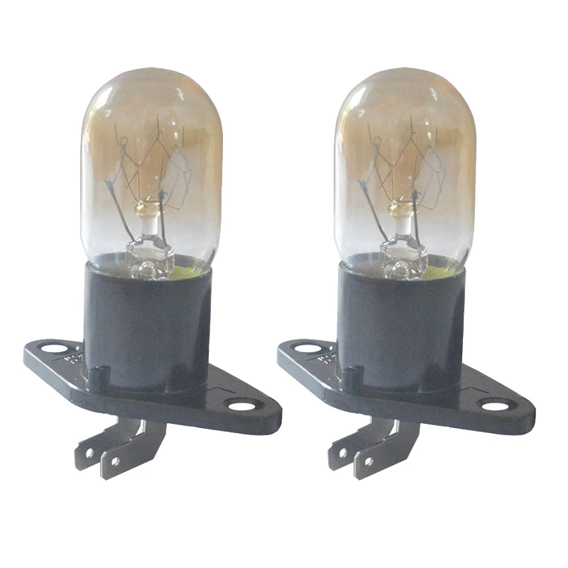 2pcs 2A 250V 20W 2 Pin Microwave Oven Bulb High Temperature Oven Light Lamp Spare Parts Accessories