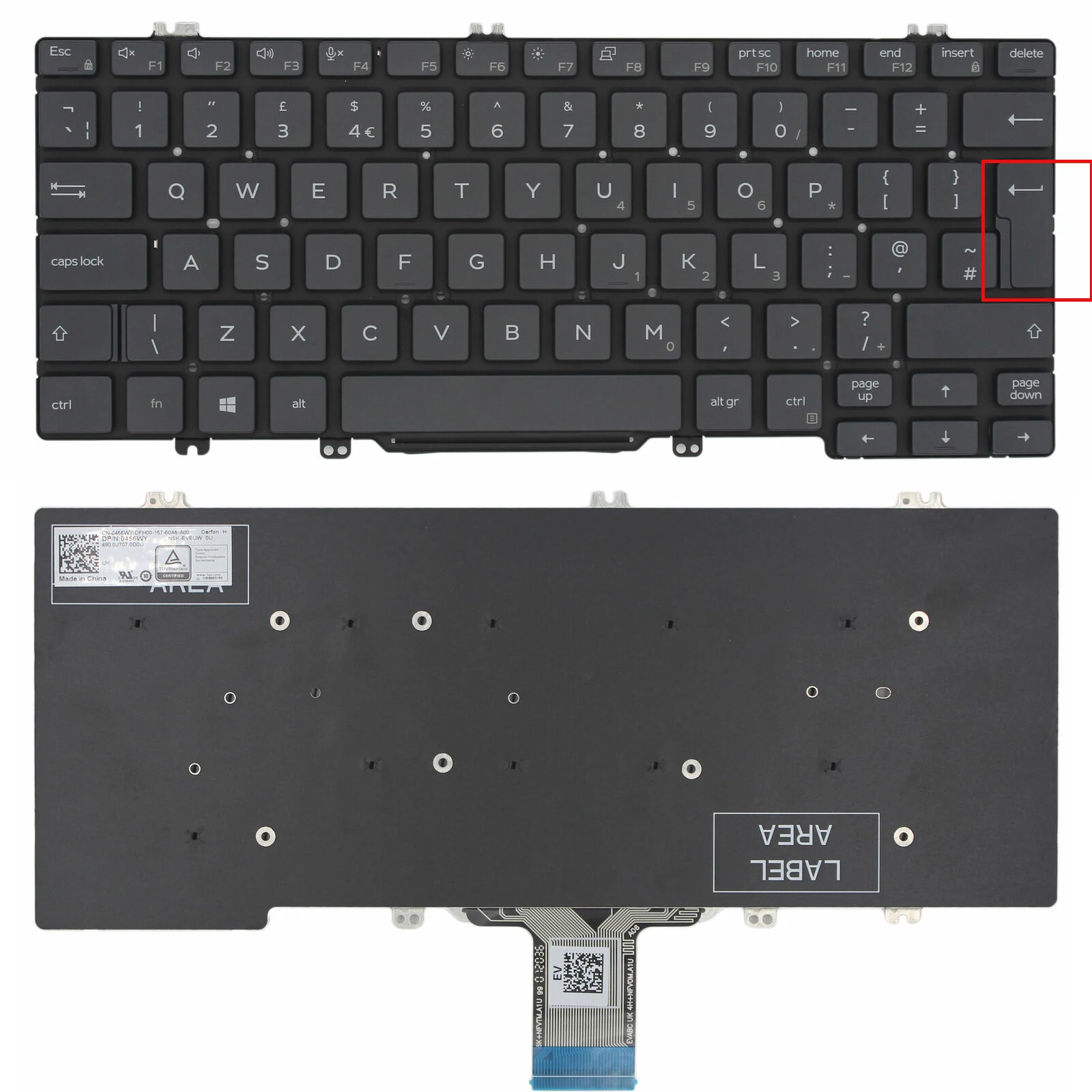 UK New Laptop Keyboard for Dell Latitude 5300 2-in-1 5310 7300 Non-Backlit Keyboard